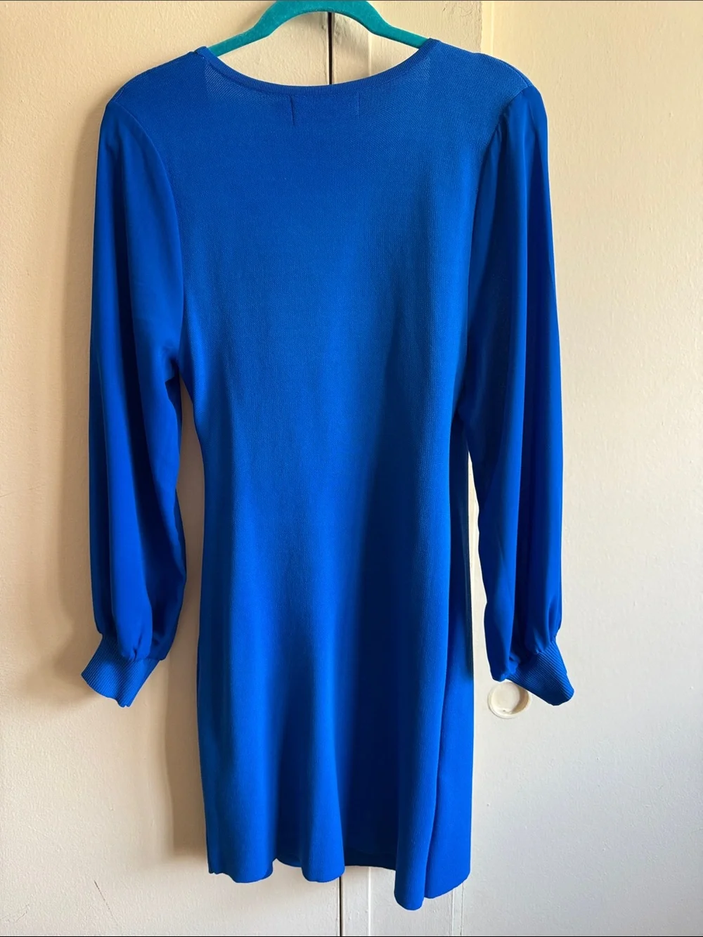 Gabrielle Union Cobalt Blue Long Sleeve Faux-Wrap Dress